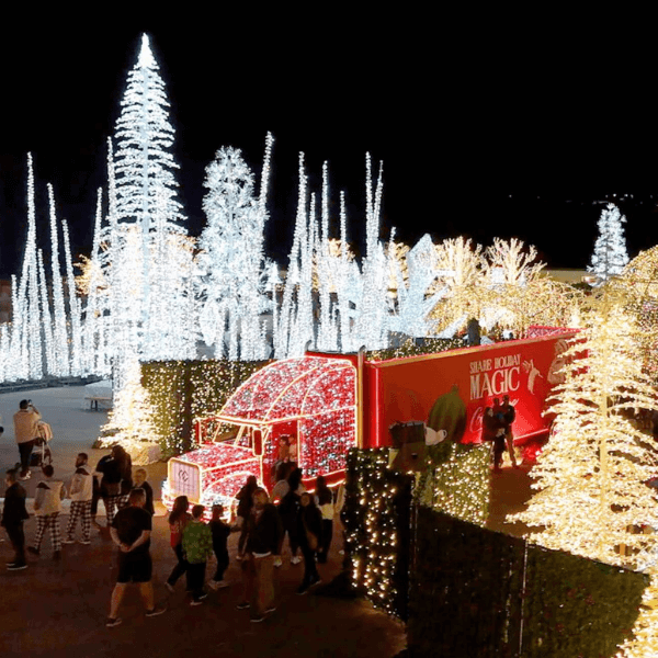 Classic Christmas filled with glowing sculptures, ornaments, and snowflakes